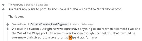 开发商谈《奥日与萤火意志》移植Switch：实现60帧极其困难